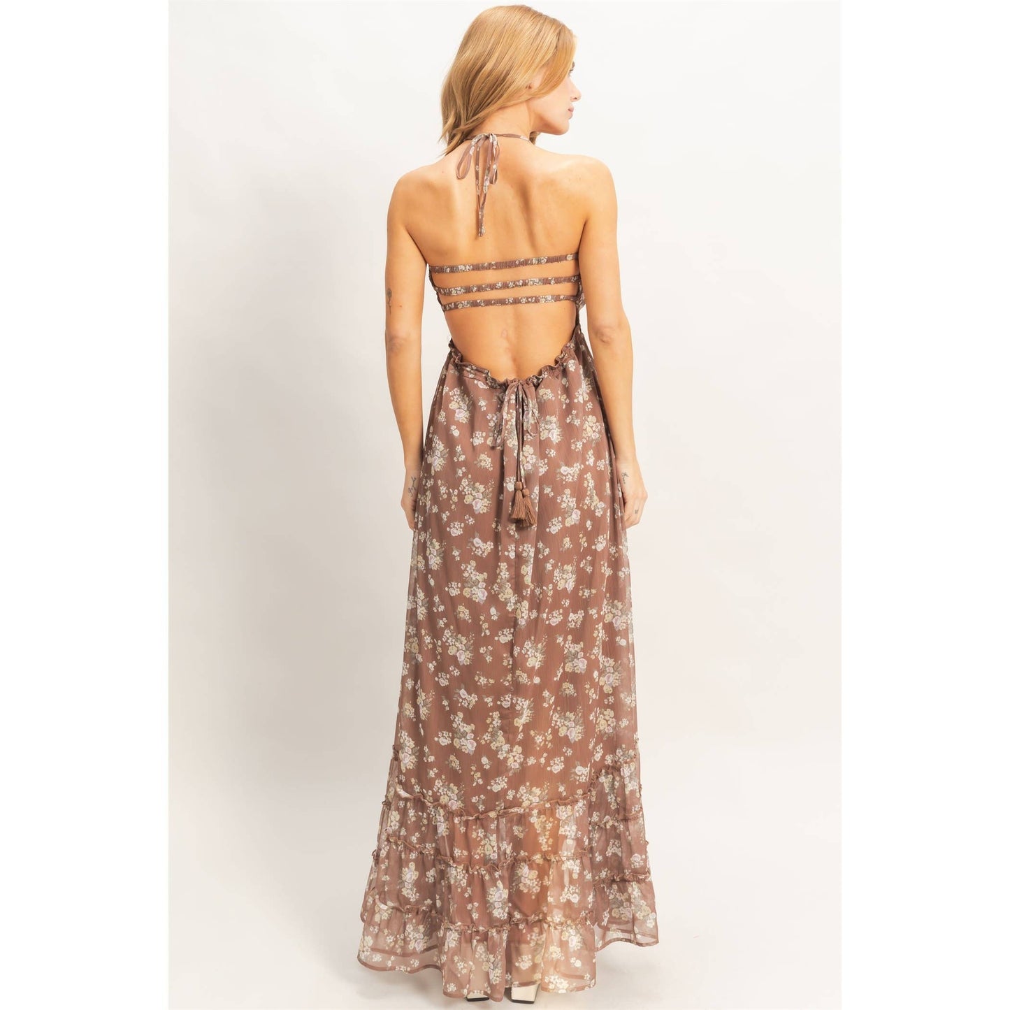 Smocked Floral Maxi Dress Rose