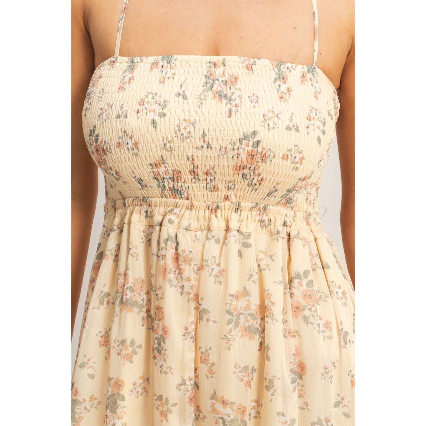 Smocked Floral Maxi Dress Rose