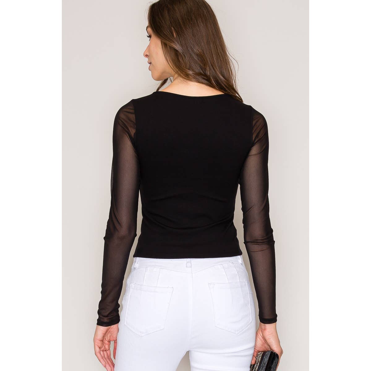 Mesh Long Sleeve Illusion Top