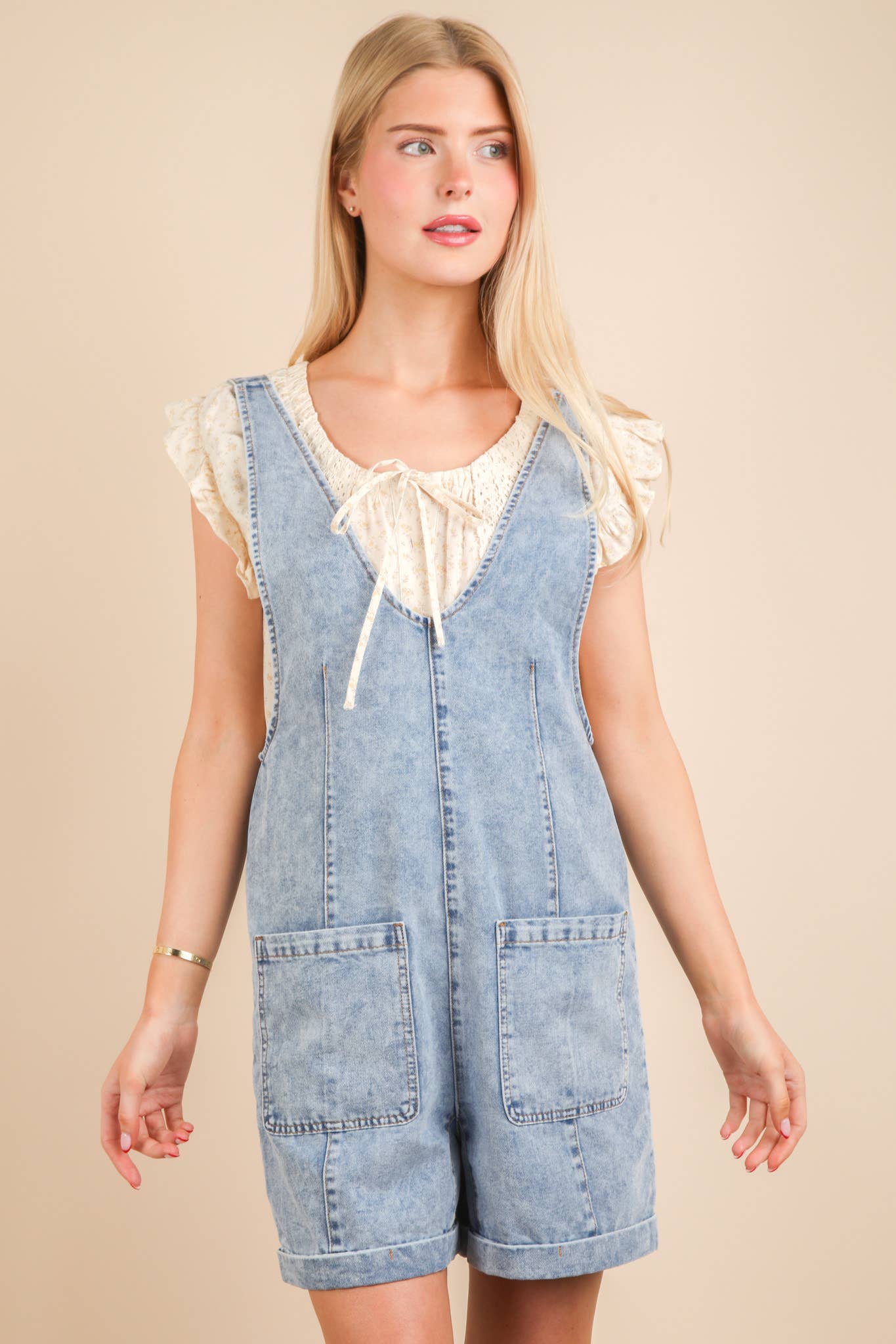 Washed Denim Romper