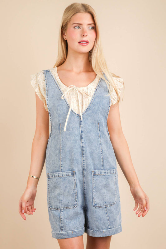 Washed Denim Romper