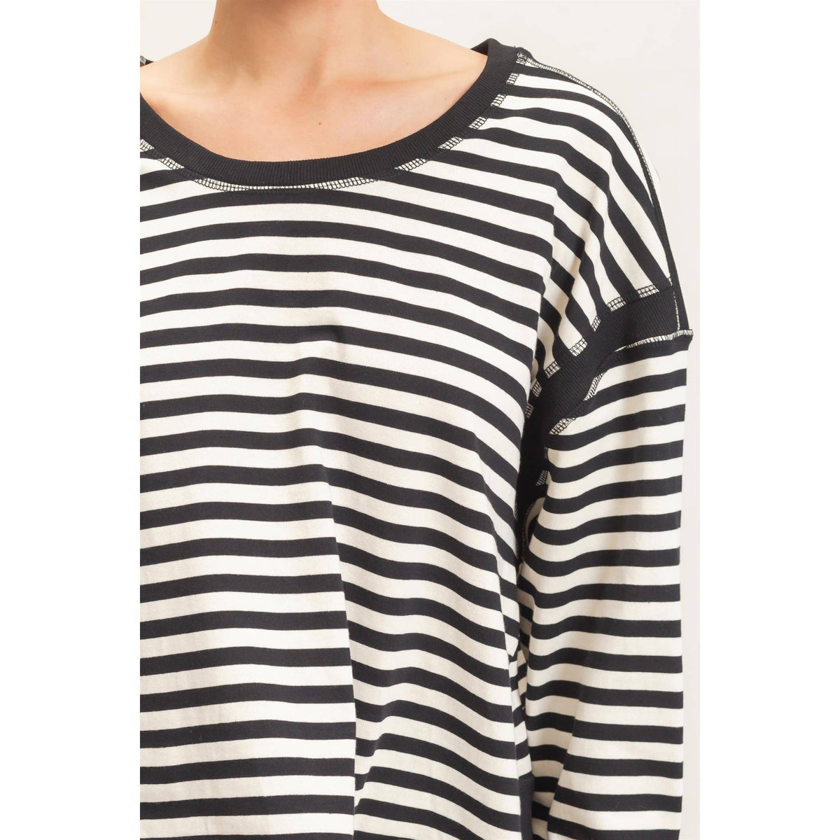 Striped Long Sleeve Top Mocha