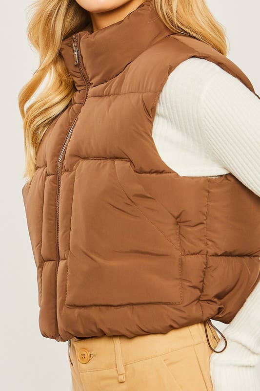 Puffer Vest With Pockets WHITE