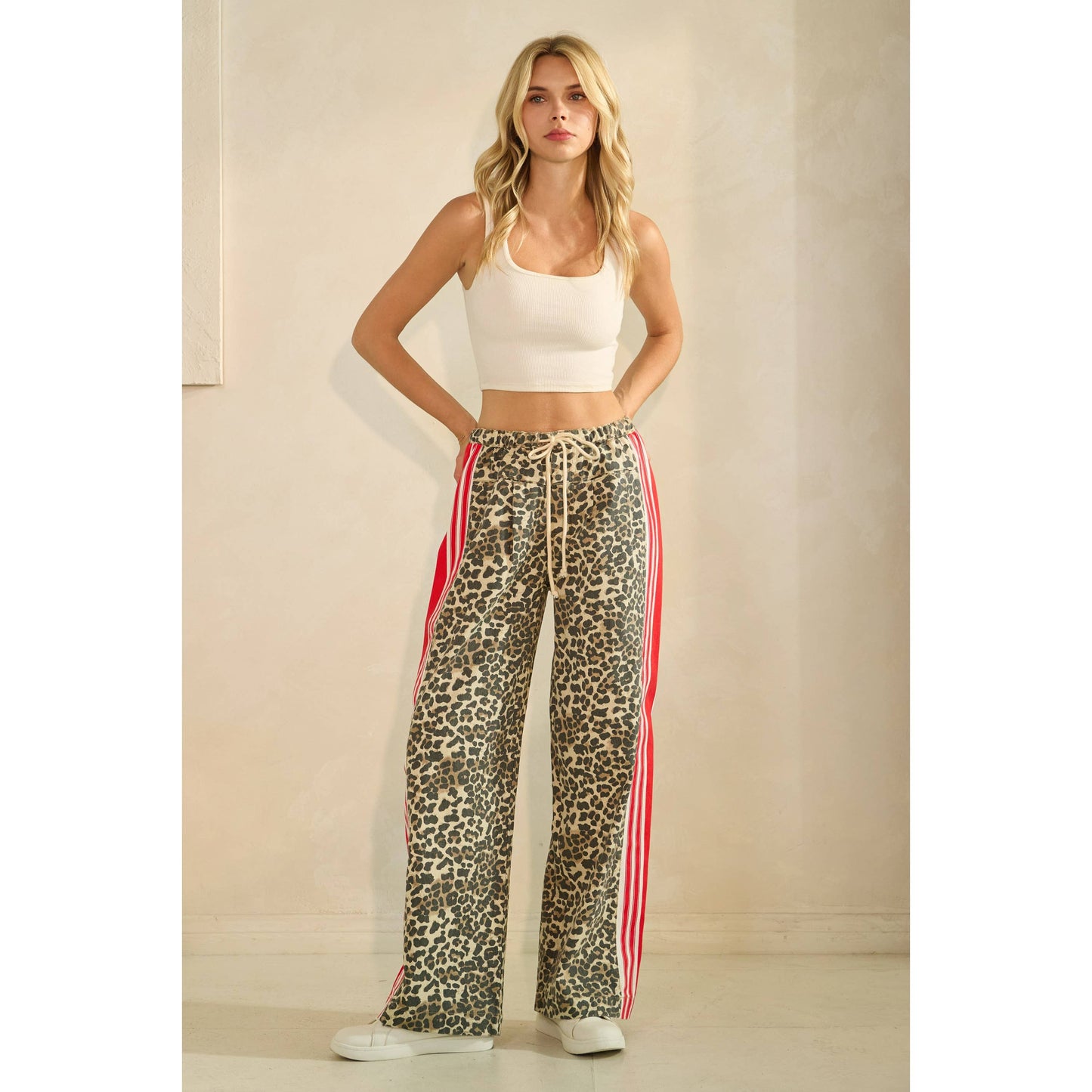 Leopard Striped Wide Legged Pants