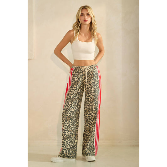 Leopard Striped Wide Legged Pants