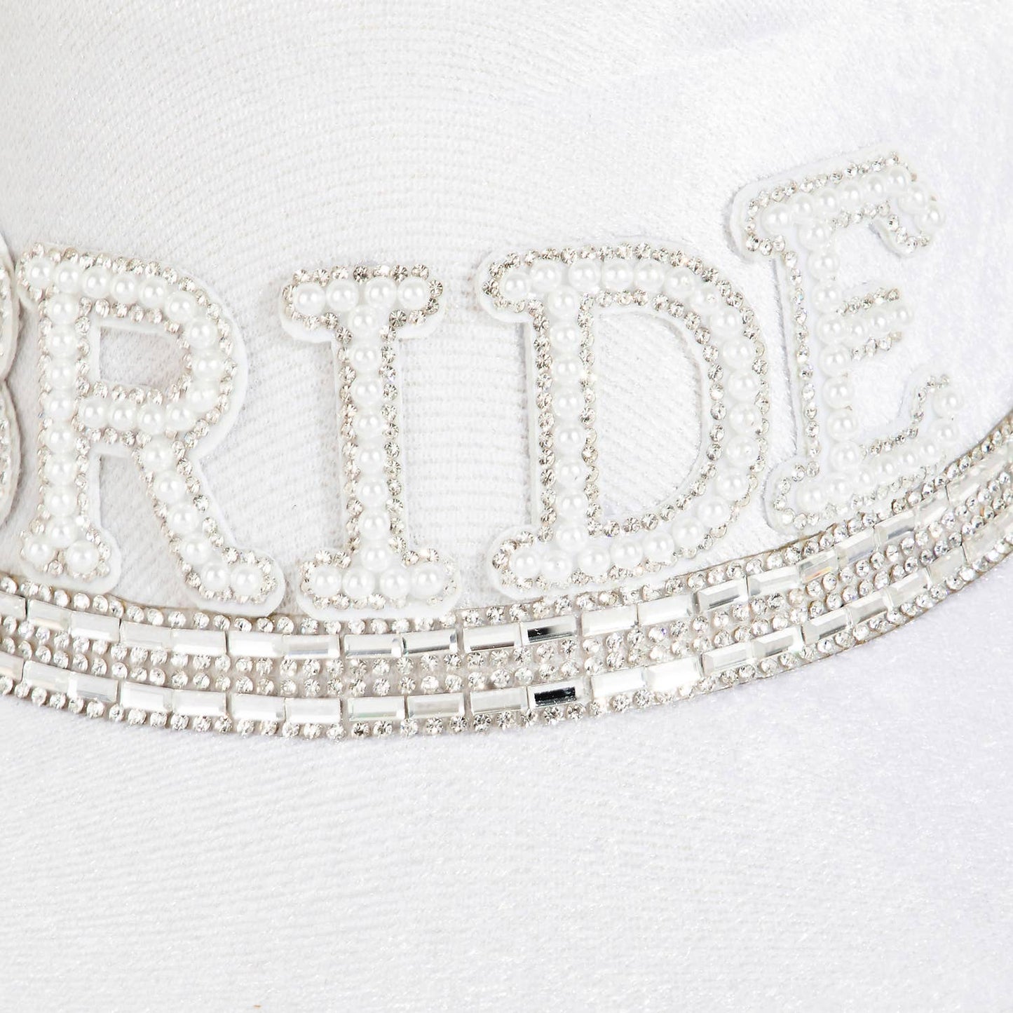 Pearl Rhinestone Stud Ribbon Bride Cowboy Hat