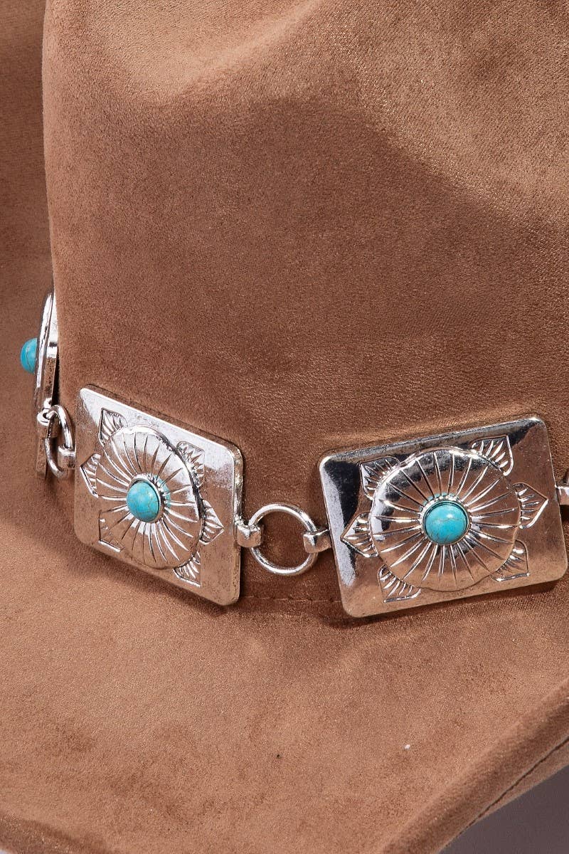 Square Concho Chain Western Cowboy Hat