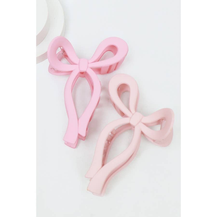 Matte Pastel Tone Bow Shape Hair Claw: MIX COLOR / ONE(12)
