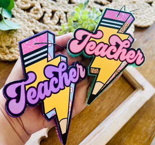 Teacher Lightening Bolt Car Freshie 