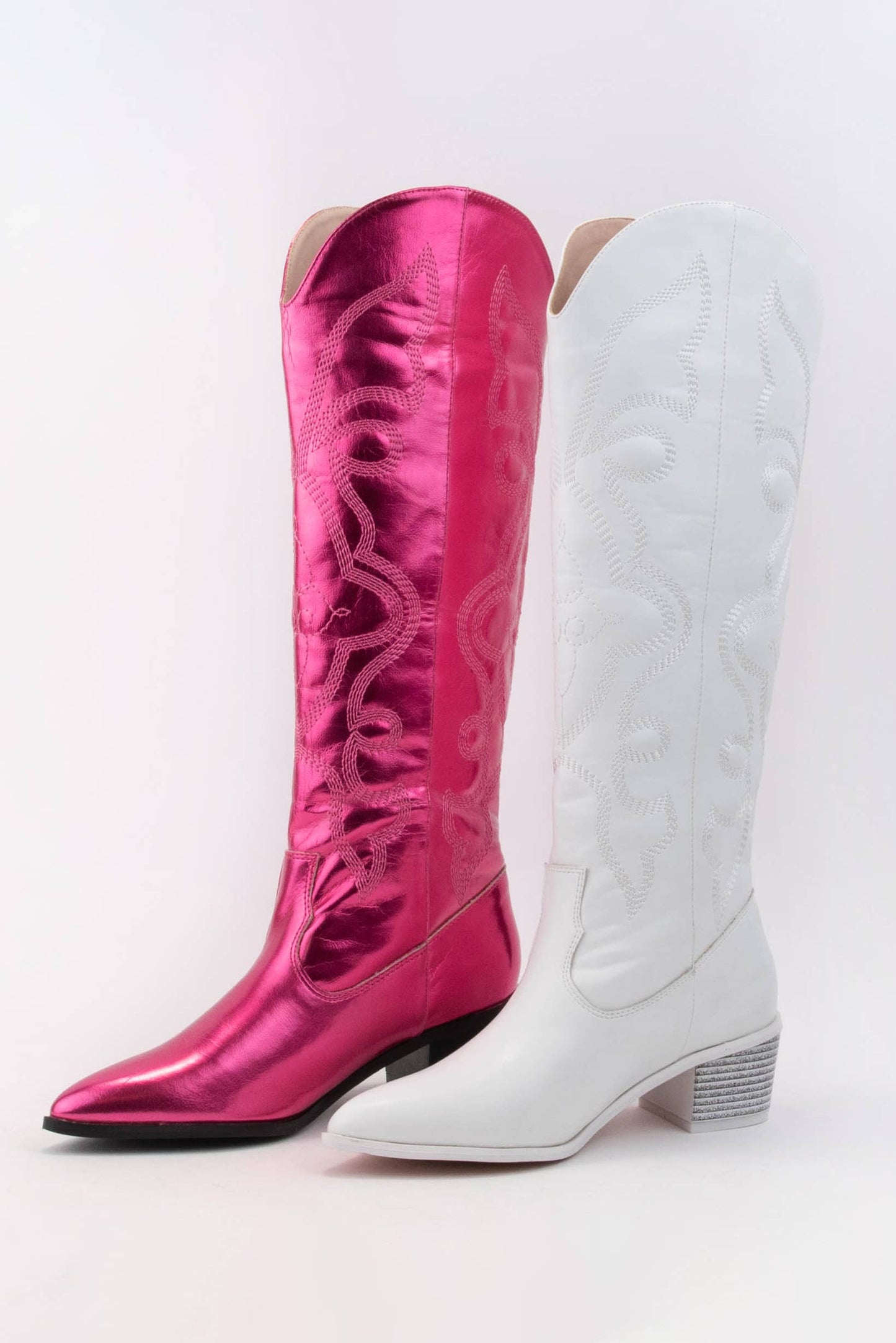 EMBROIDERED TALL FUCHSIA BOOTS