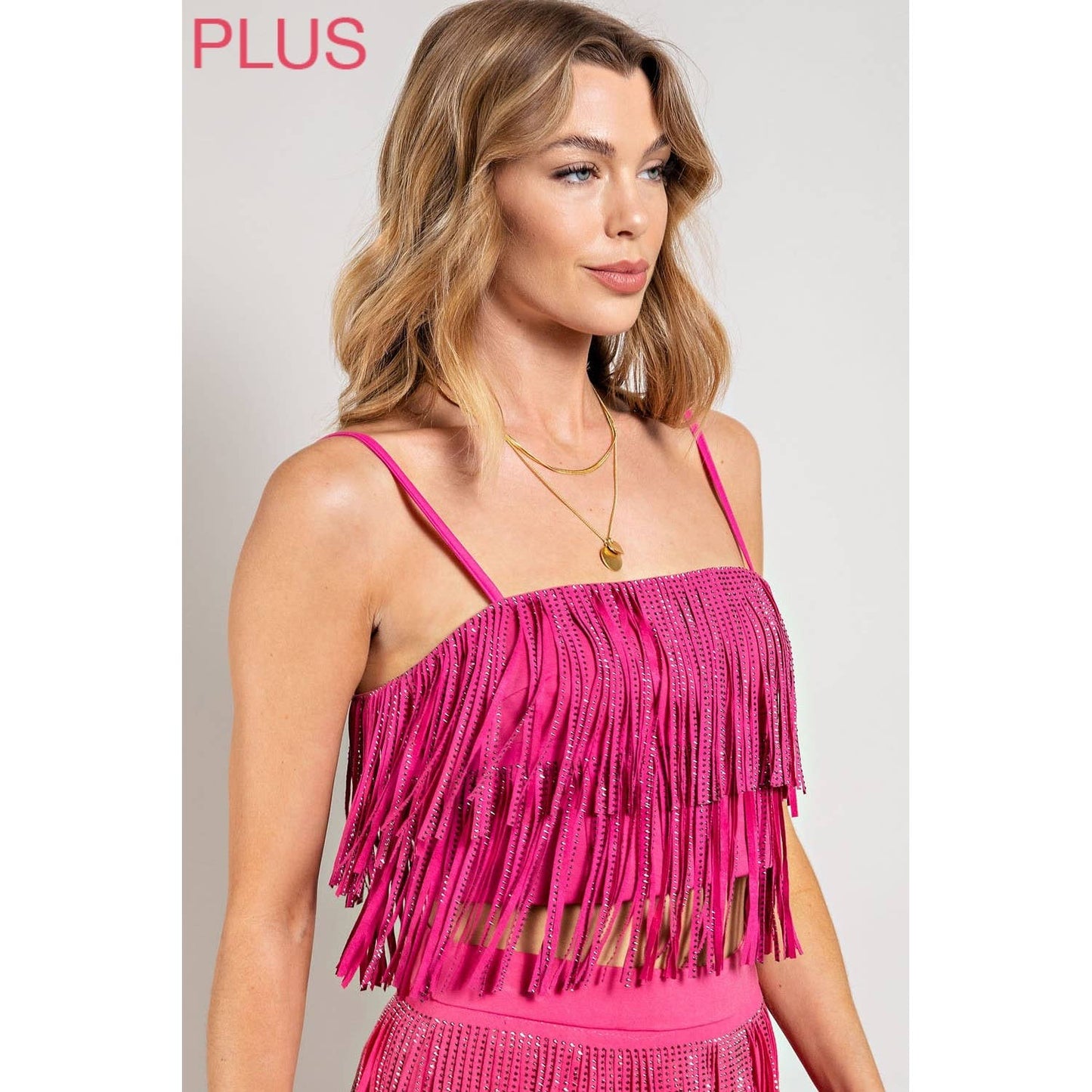 Plus- Rhinestone Fringe Tank