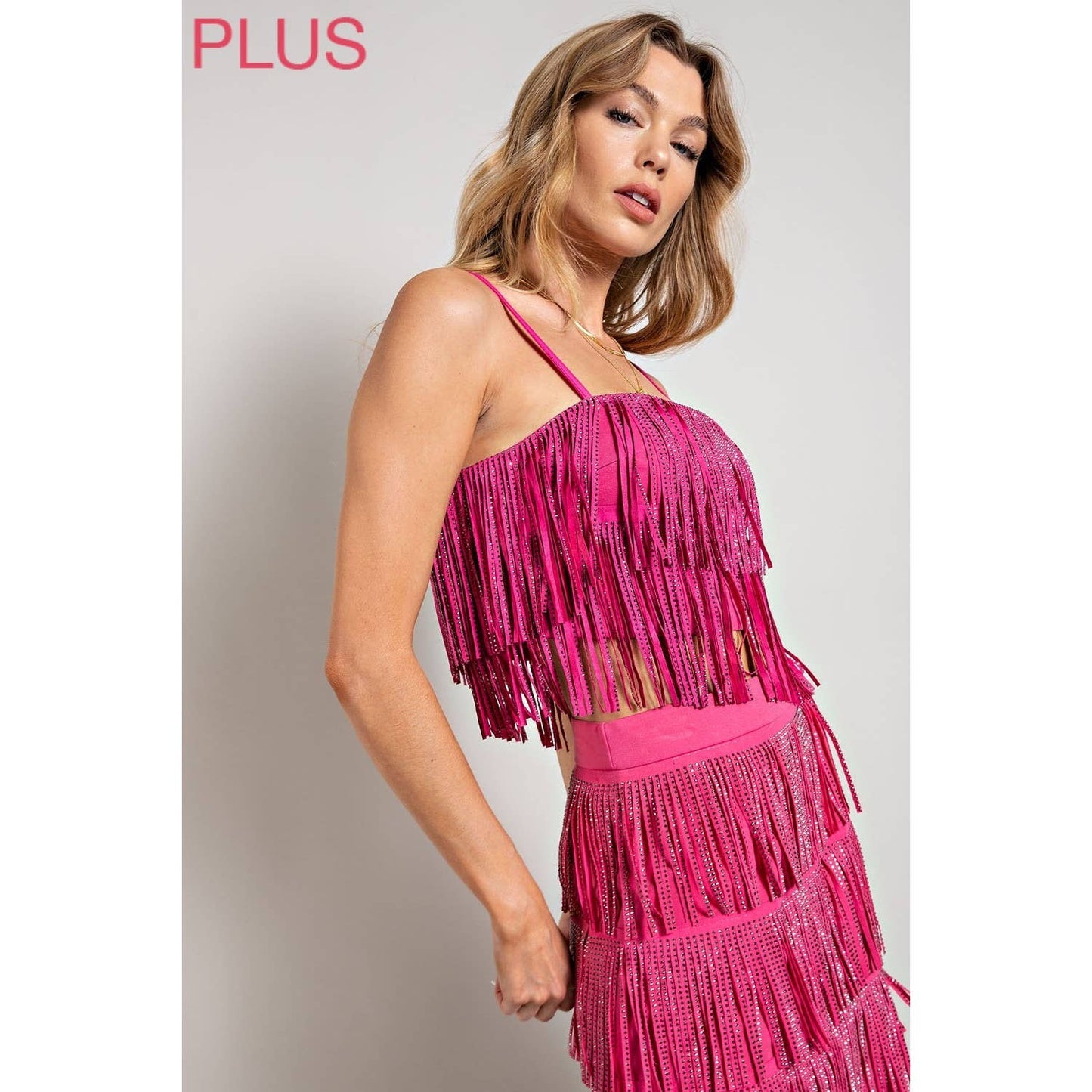 Plus- Rhinestone Fringe Tank