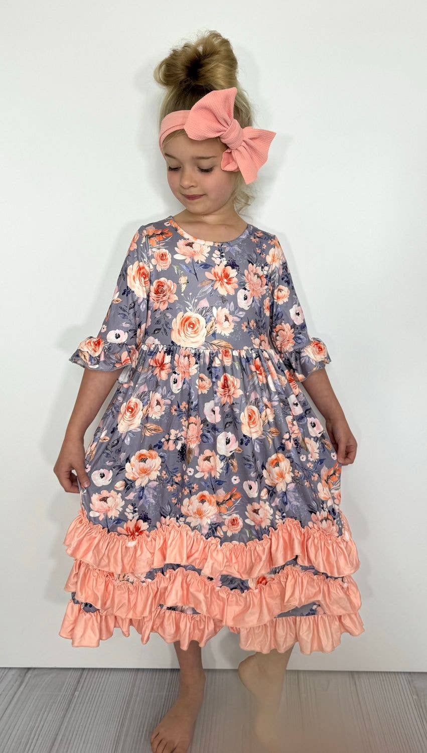 Dusty Peach Maxi Girls Dress