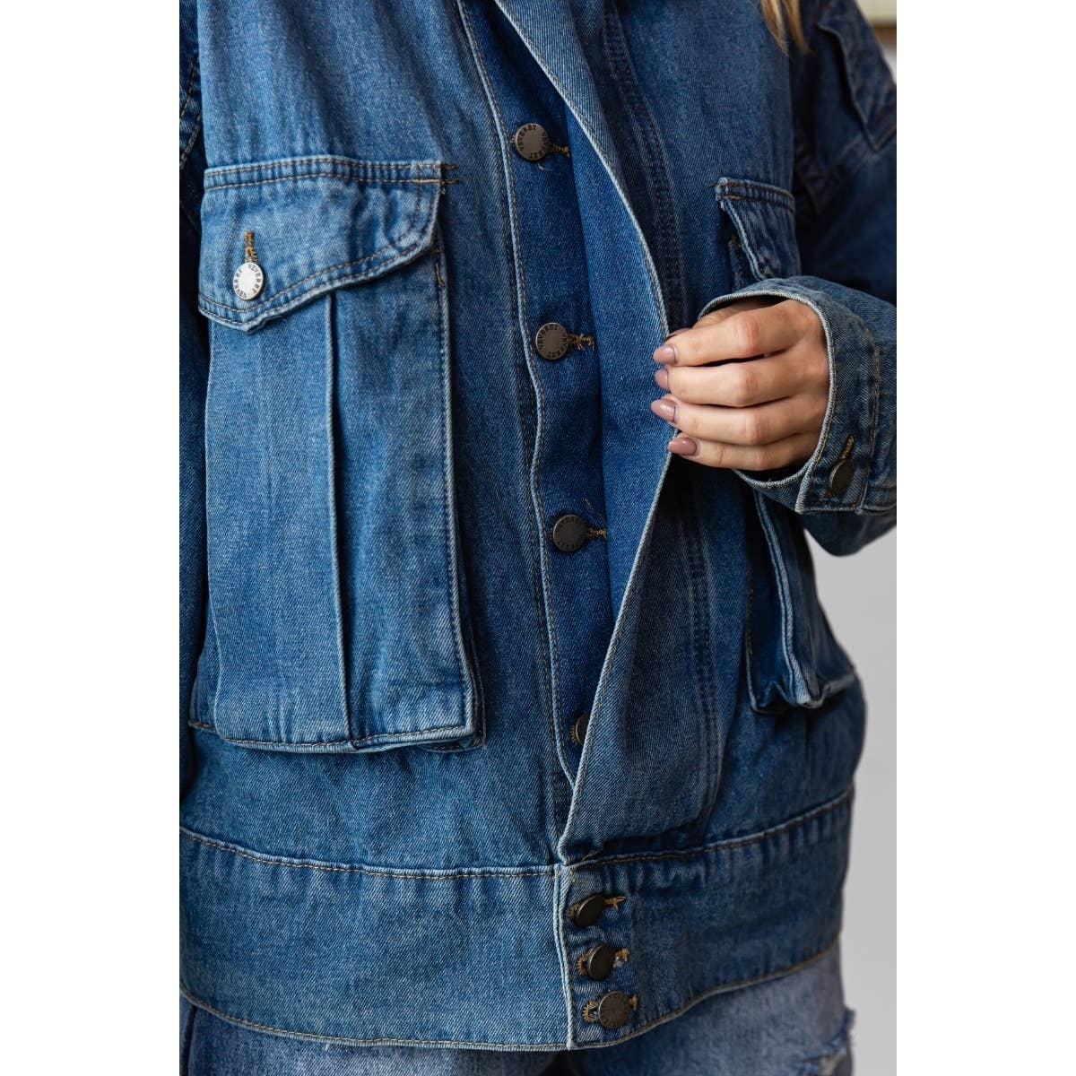 Oversize Cargo Denim Jacket