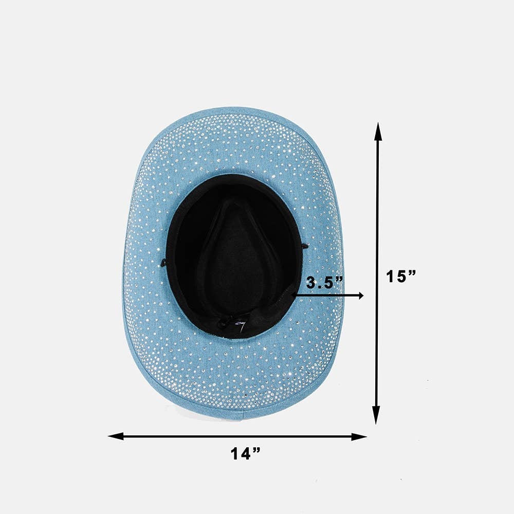 Rhinestone Studded Denim Cowboy Hat