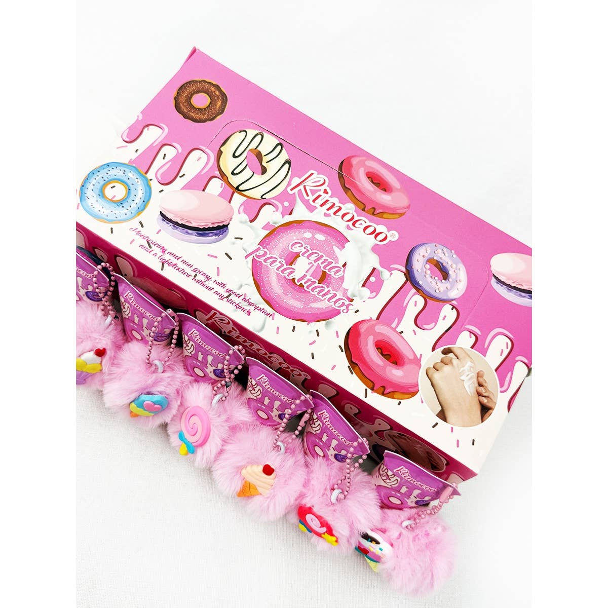 Sweet Dessert Hand Cream with PomPom Key Ring: MIX COLOR / ONE(24)