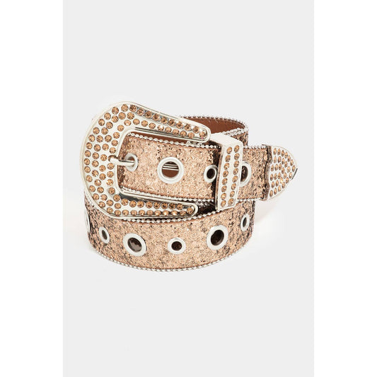 Glitter Grommet Rhinestone Studded Belt