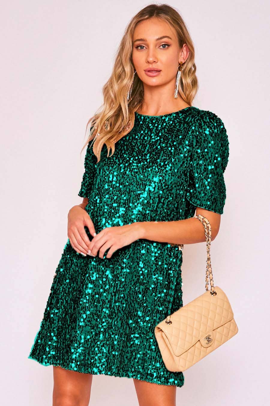Sequin Party Dress Rose Gold
