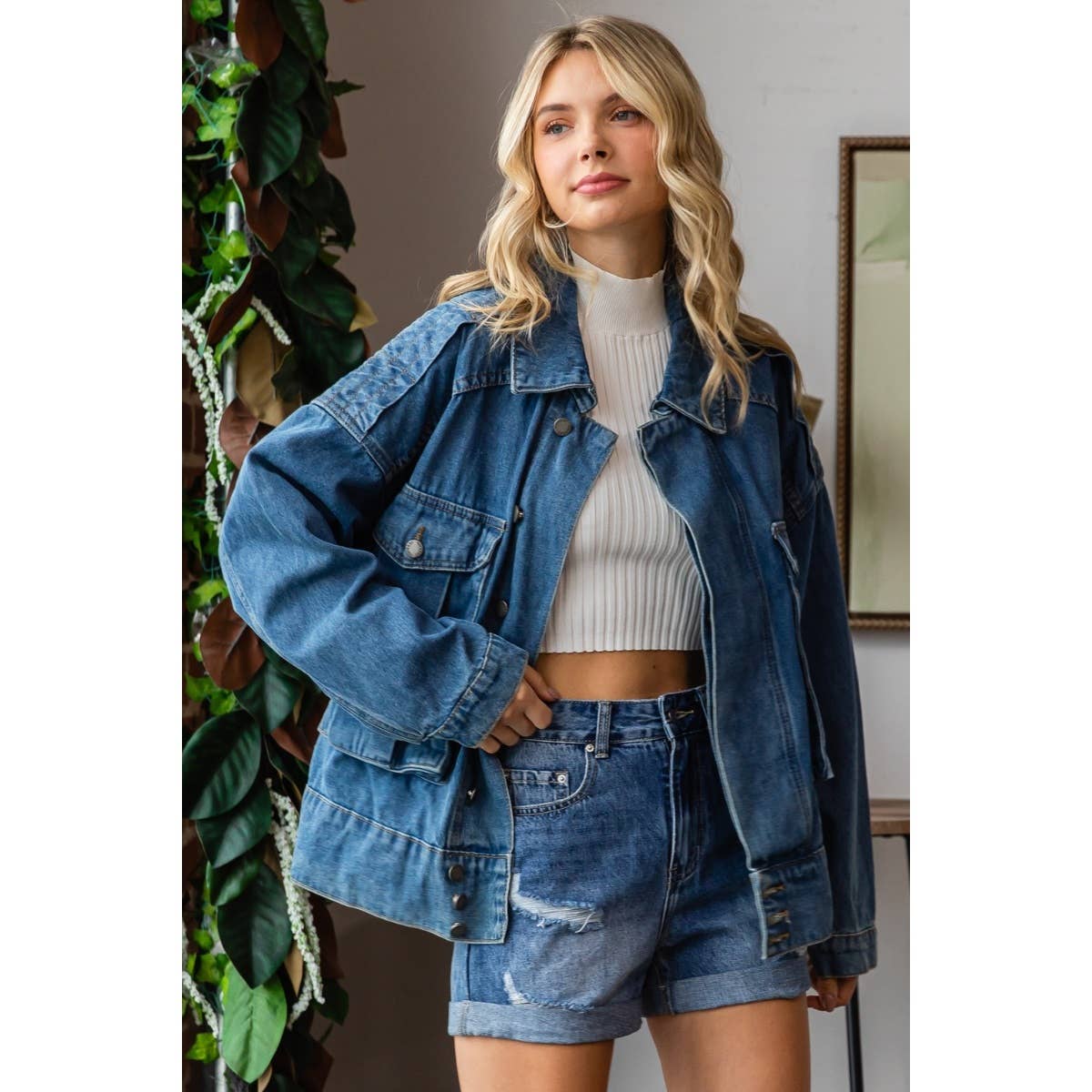 Oversize Cargo Denim Jacket