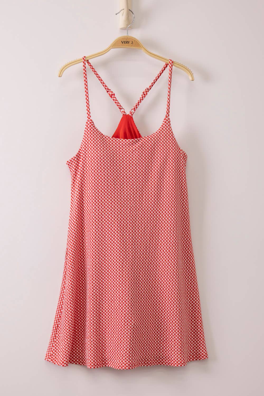 Textured Checkered Red Tennis Dress