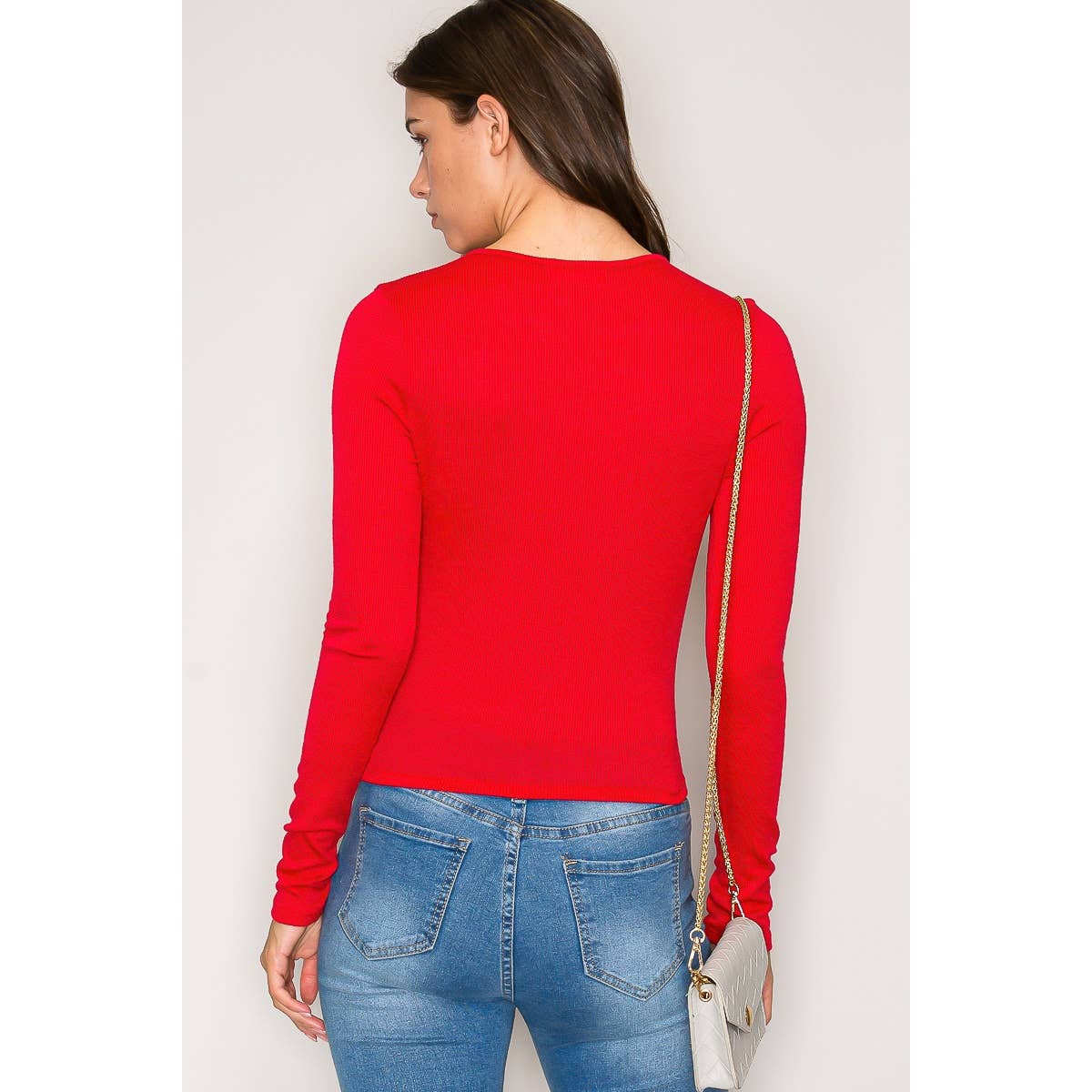 Long Sleeve Basic Top Red