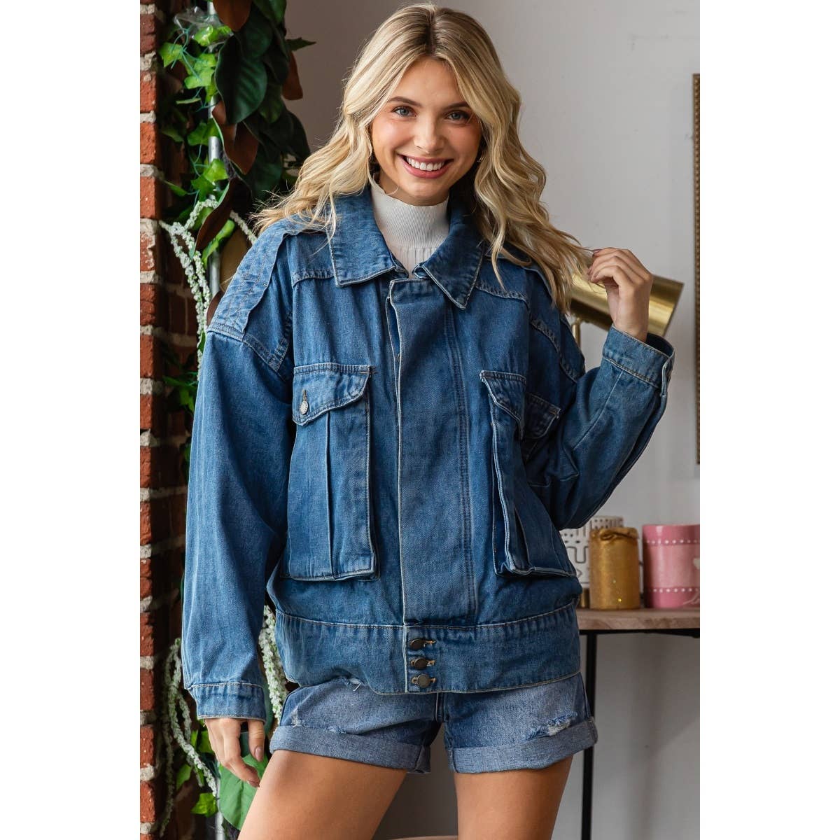 Oversize Cargo Denim Jacket