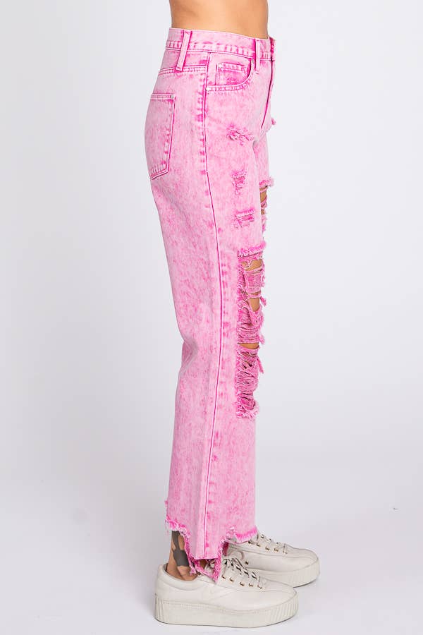 ACID PINK - HIGH RISE RIGID VINTAGE CROPPED FLARE JEANS