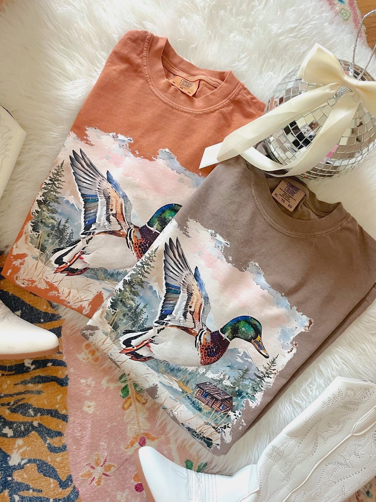 Flying Mallard Scene Comfort Colors Graphic Tee