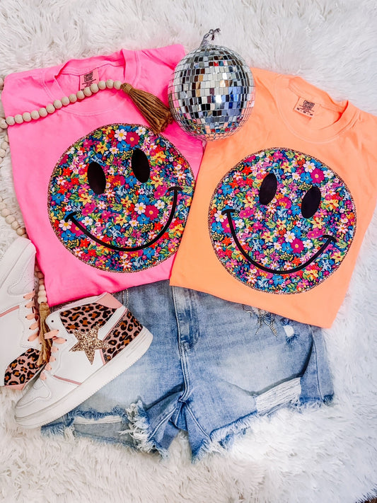 Summer Floral Happiness Comfort Colors Graphic Tee