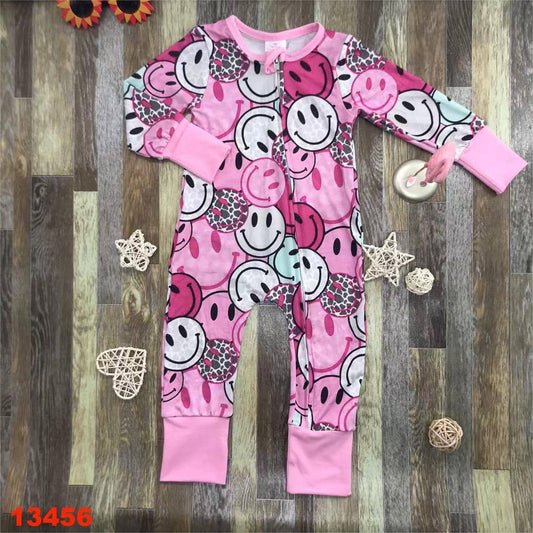 Pink Smiley Face Bamboo Zippy