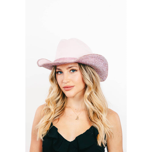 Pink Rhinestone Trim Cowboy Hat