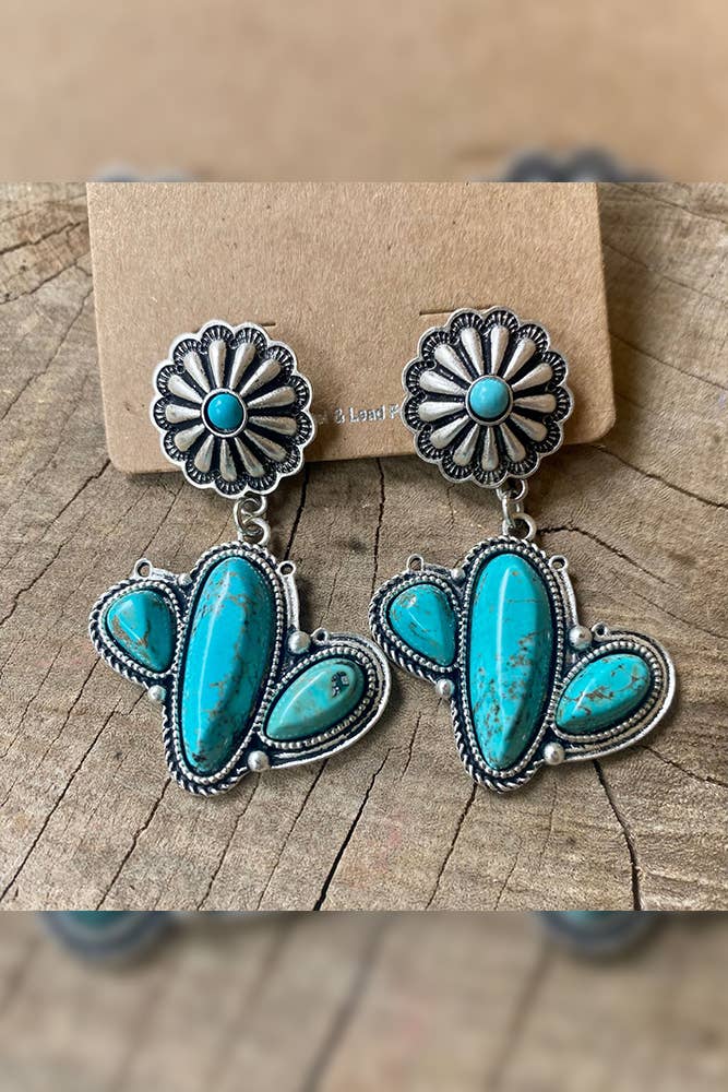 Turquoise Cactus Earrings