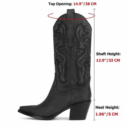 Cowgirl Western Boots Embroidered Pointed Toe