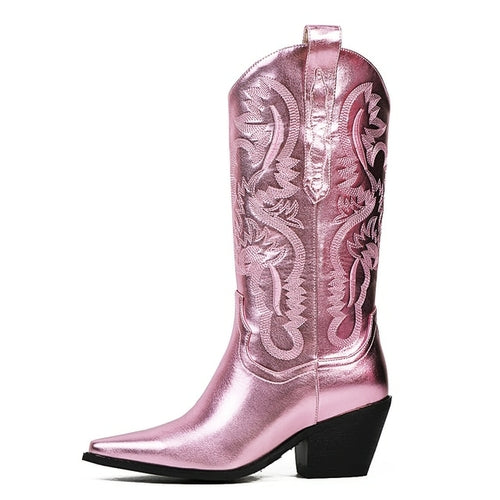 Cowgirl Western Boots Embroidered Pointed Toe