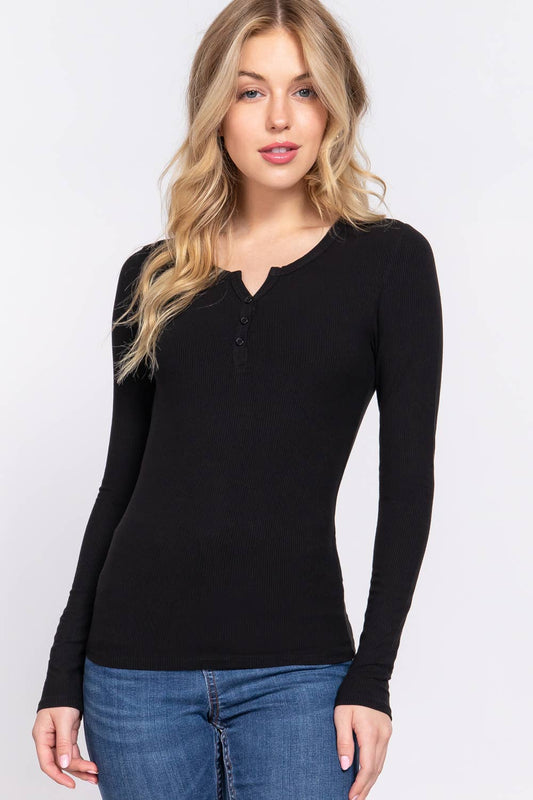 Fitted Long Sleeve Henley